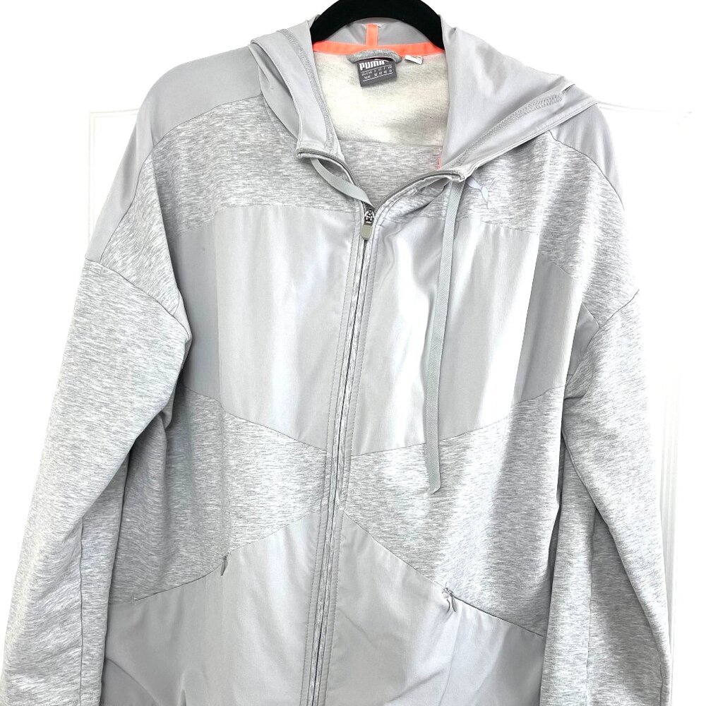 Puma Sweat Suit Women Gray Cotton Stripes Logo Tracksuit 2 Piece Size Medium